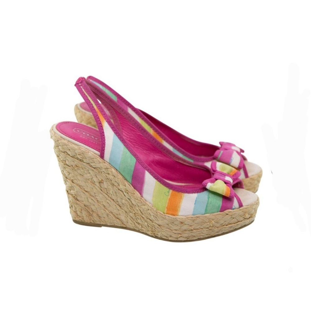 Coach Multicolor 'Grace' Espadrille Platform Wedges - Picture 2 of 12